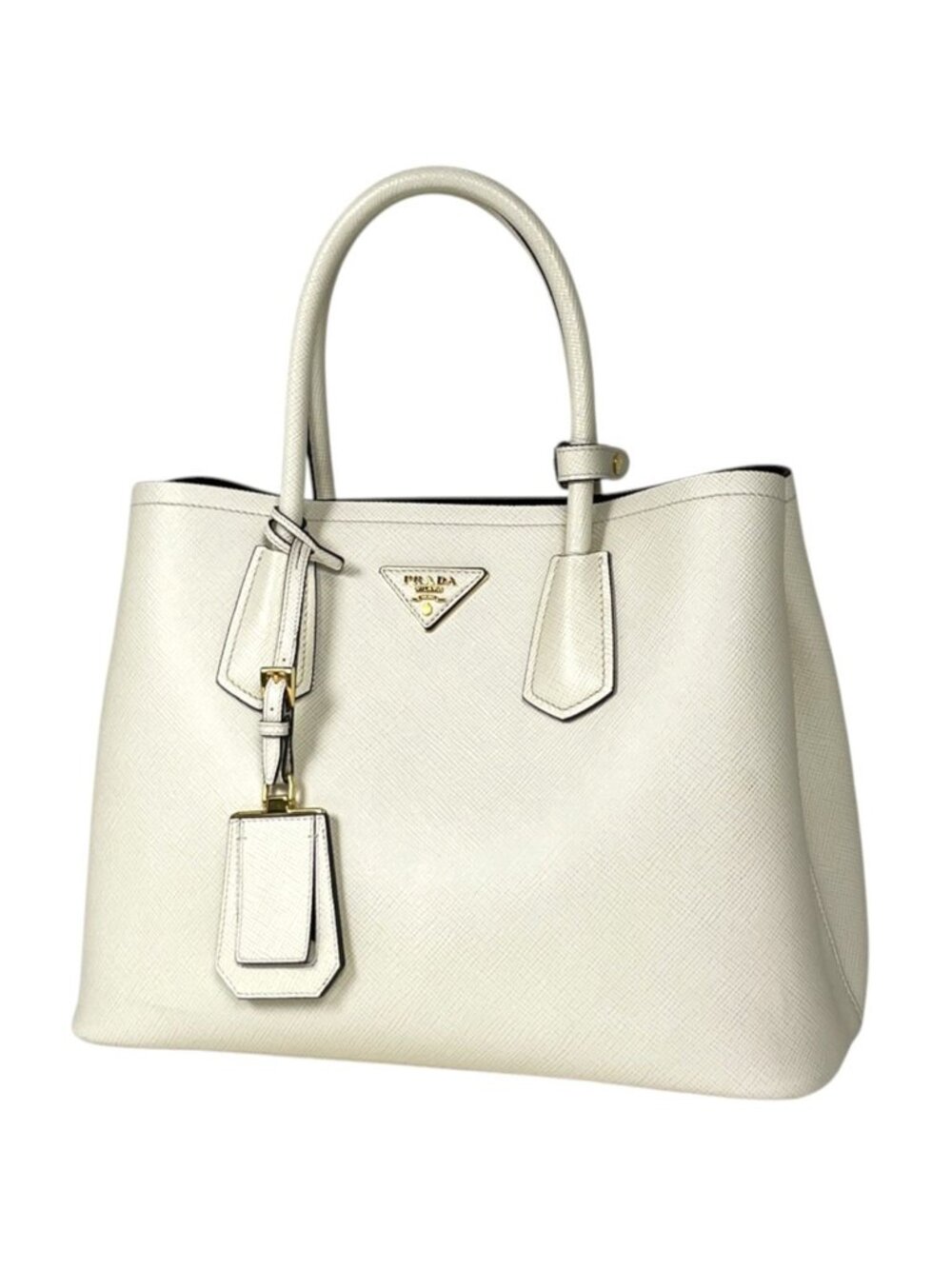 Prada Handbag Double Saffiano Leather White